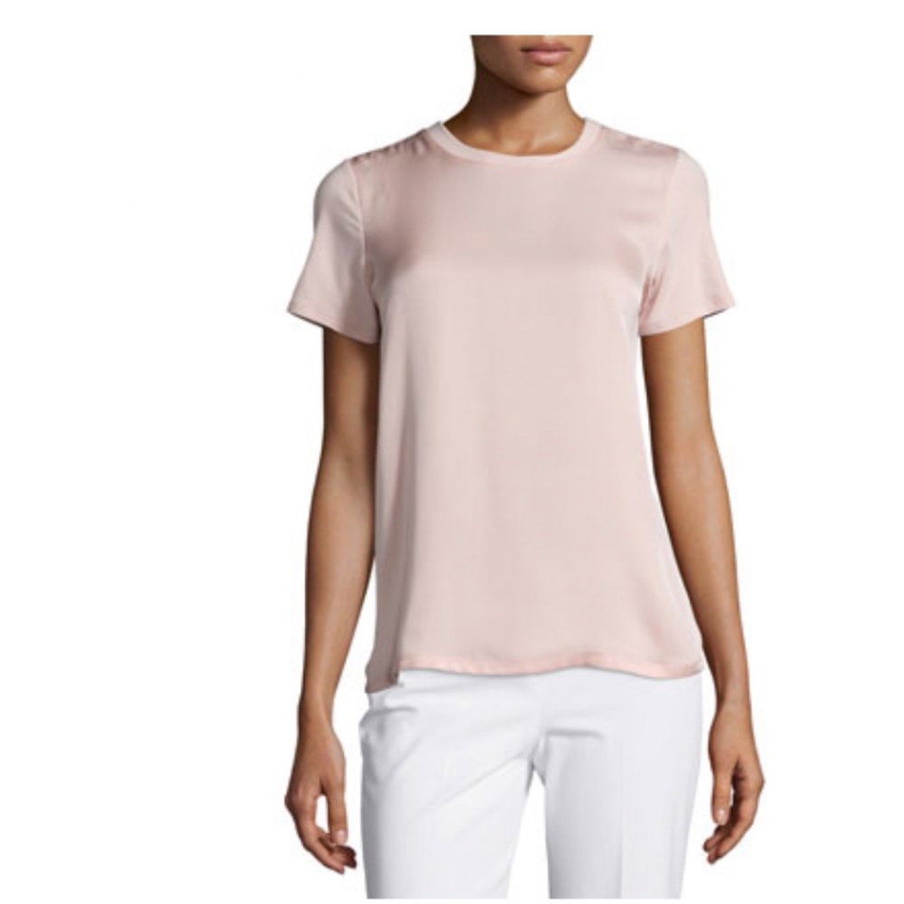 Theory Silk Tee Blush Pink Apdime Size P XS NWT
